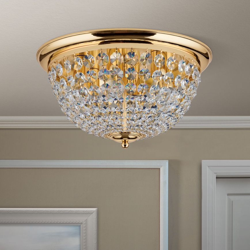 Хрустальный потолочный светильник PLAFOND 6xE27/40W/230V диаметр 47 см золотистый