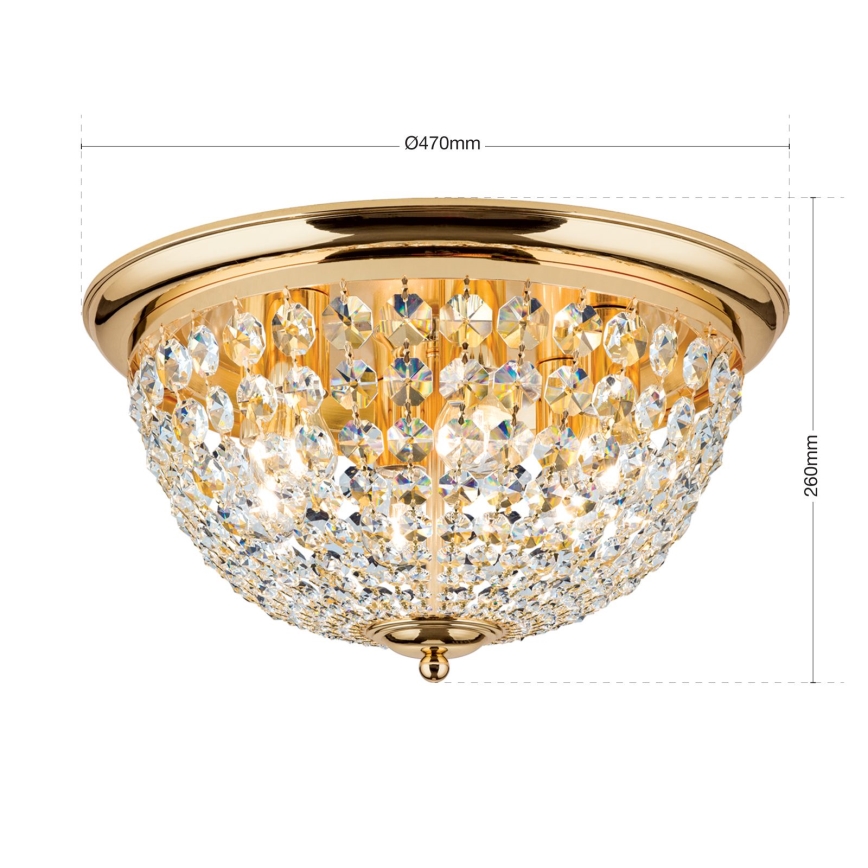 Хрустальный потолочный светильник PLAFOND 6xE27/40W/230V диаметр 47 см золотистый