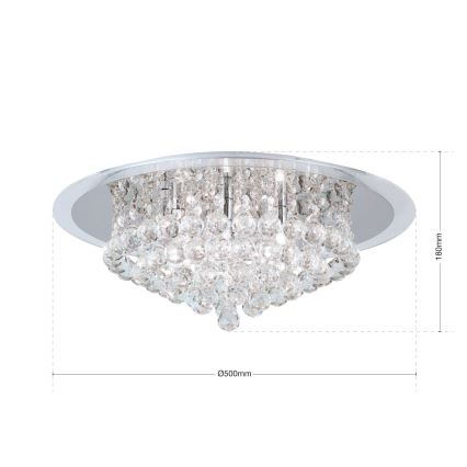 Хрустальный потолочный светильник GLORIA 6xG9/40W/230V диаметр 50 см прозрачный/блестящий хром