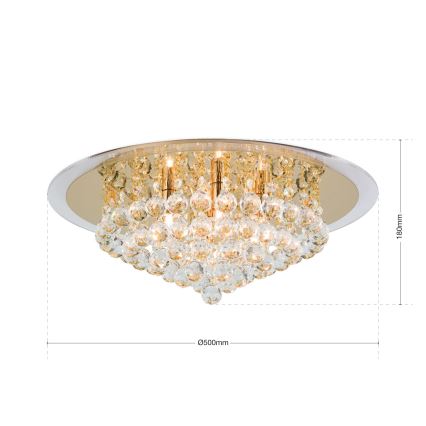 Кришталевий стельовий світильник GLORIA 6xG9/40W/230V діаметр 50 см золотий