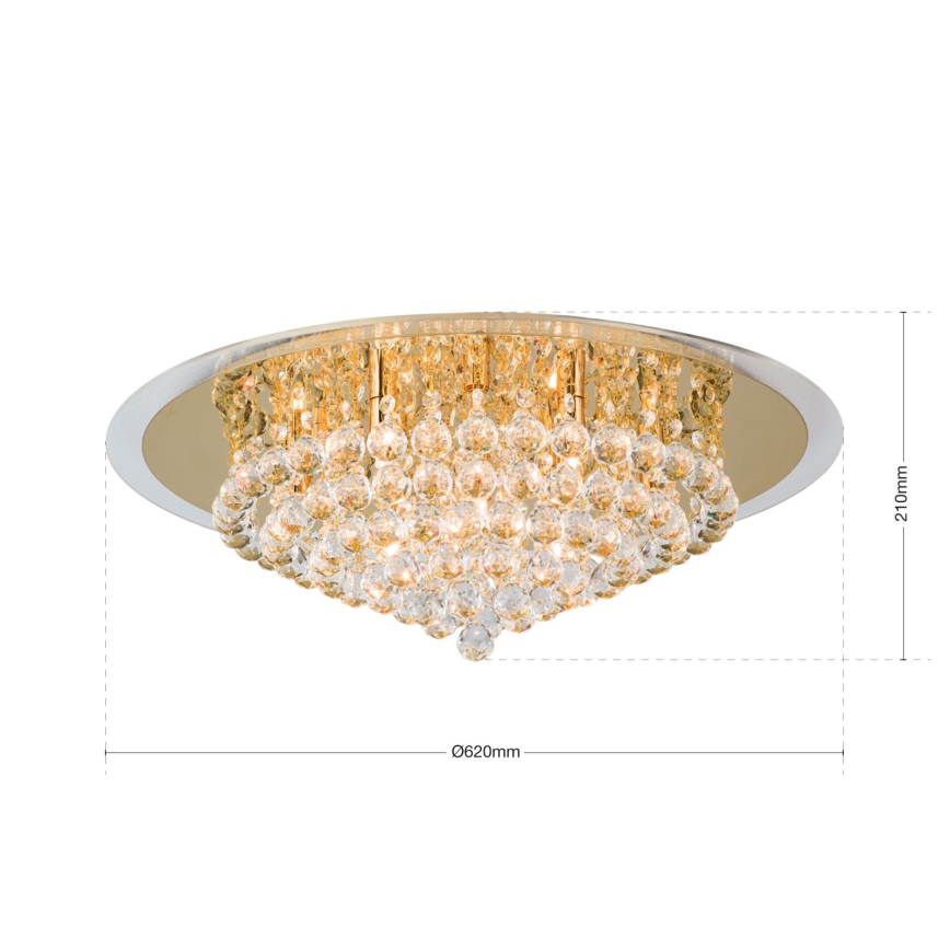 Хрустальный потолочный светильник GLORIA 9xG9/40W/230V диаметр 62 см золотистый