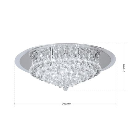 Кришталевий стельовий світильник GLORIA 9xG9/40W/230V діаметр 62 см прозорий/глянцевий хром