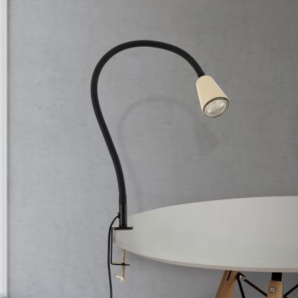 Гибкая настольная лампа с зажимом DOTTY 1xGU10/10W/230V бежевый/чёрный