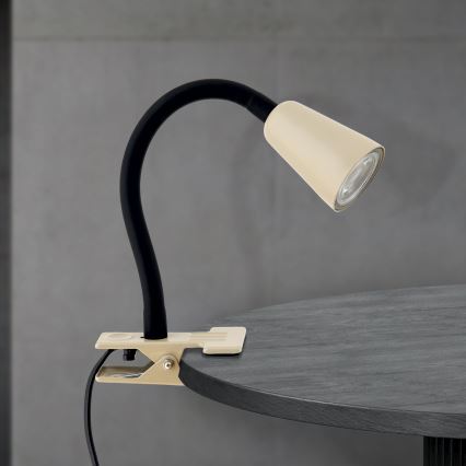 Гнучка настільна лампа з кліпсою DOTTY 1xGU10/10W/230V бежева/чорна