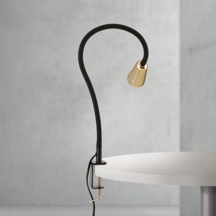 Гнучка настільна лампа з затискачем DOTTY 1xGU10/10W/230V латунь/чорний
