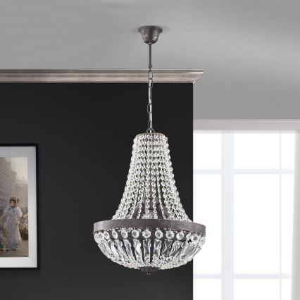 Кришталева люстра на ланцюгу ARILA 3xE27/60W/230V діаметр 40 см коричневий/патина