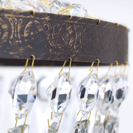 Хрустальная люстра на цепи ARILA 6xE27/60W/230V диаметр 60 cm коричневый/патина