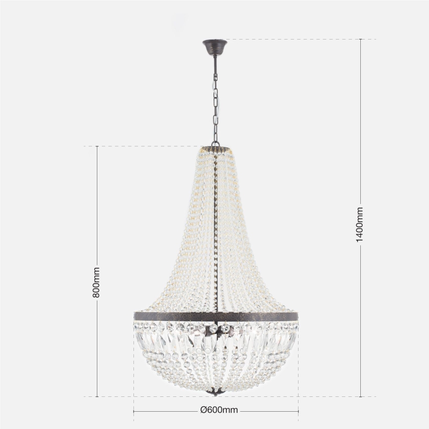 Хрустальная люстра на цепи ARILA 6xE27/60W/230V диаметр 60 cm коричневый/патина