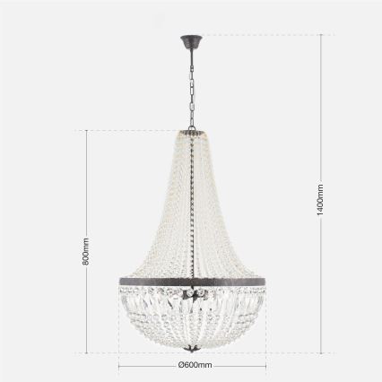 Кришталева люстра на ланцюгу ARILA 6xE27/60W/230V діаметр 60 см коричневий/патина
