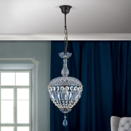 Хрустальная люстра на цепи ARILA 1xE27/60W/230V диаметр 25 см коричневый/патина