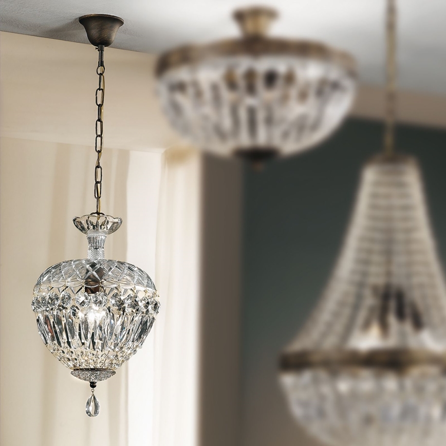 Хрустальная люстра на цепи ARILA 1xE27/60W/230V диаметр 25 см коричневый/патина