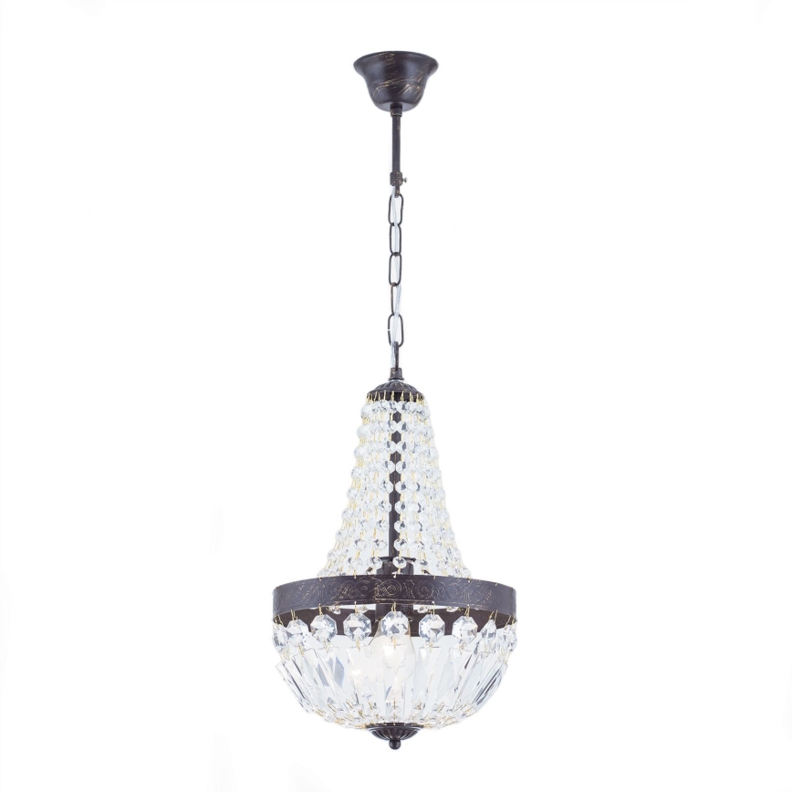Хрустальная люстра на цепи ARILA 1xE27/60W/230V диаметр 25,5 см коричневый/патина