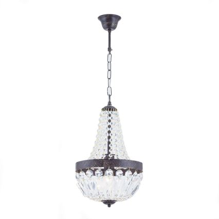 Хрустальная люстра на цепи ARILA 1xE27/60W/230V диаметр 25,5 см коричневый/патина