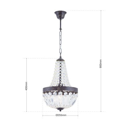 Хрустальная люстра на цепи ARILA 1xE27/60W/230V диаметр 25,5 см коричневый/патина