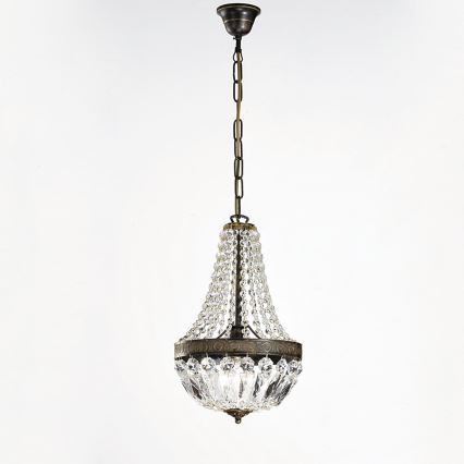 Кришталева люстра на ланцюгу ARILA 1xE27/60W/230V діаметр 25,5 см коричневий/патина