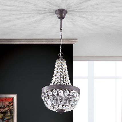 Кришталева люстра на ланцюгу ARILA 1xE27/60W/230V діаметр 25,5 см коричневий/патина