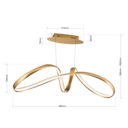 Светодиодная подвесная люстра с регулированием яркости CIRCUS LED/36W/230V золотистый