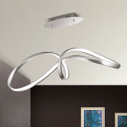 Світлодіодна підвісна люстра з регулюванням яскравості CIRCUS LED/36W/230V срібний