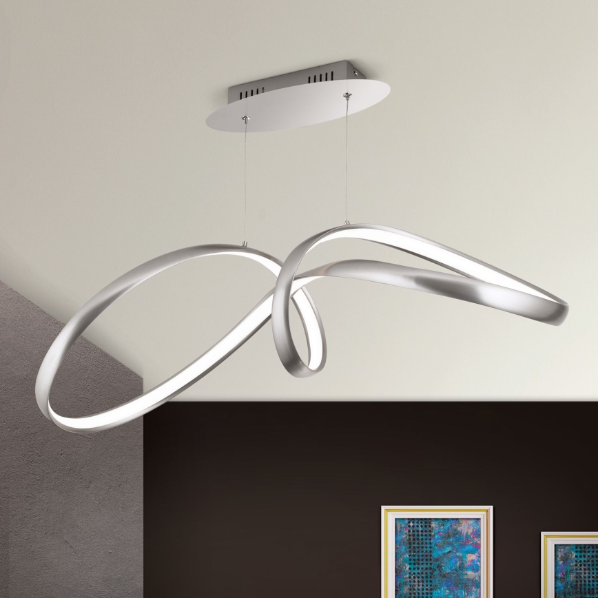 Світлодіодна підвісна люстра з регулюванням яскравості CIRCUS LED/36W/230V срібний