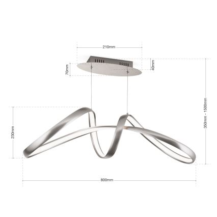 Світлодіодна підвісна люстра з регулюванням яскравості CIRCUS LED/36W/230V срібний
