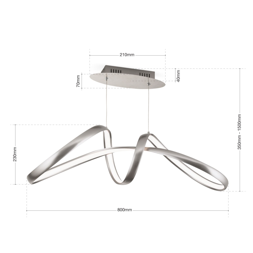 Світлодіодна підвісна люстра з регулюванням яскравості CIRCUS LED/36W/230V срібний