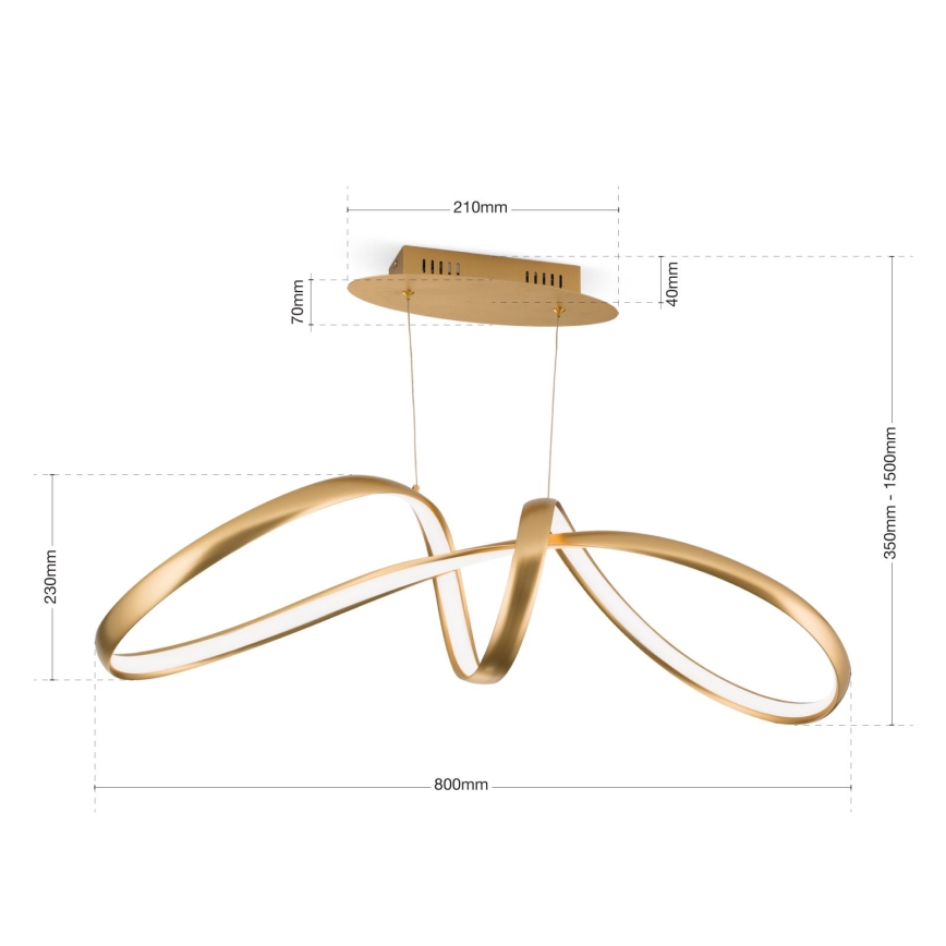 Світлодіодна підвісна люстра з регулюванням яскравості CIRCUS LED/36W/230V золотий