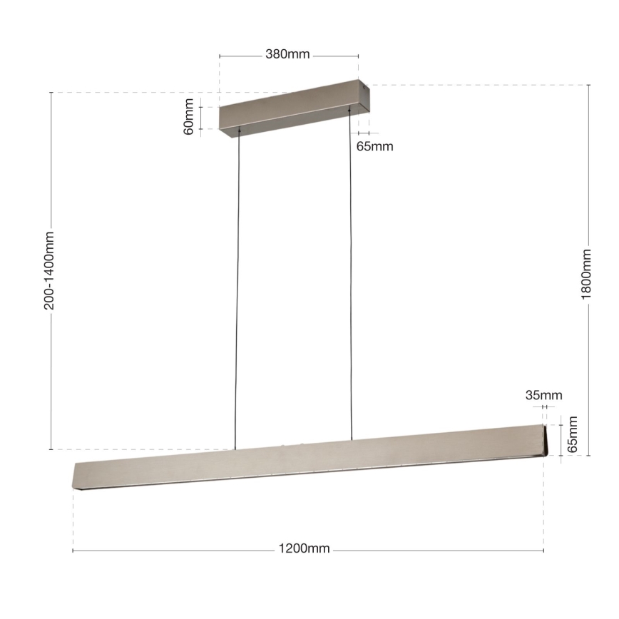 Светодиодная подвесная люстра с регулированием яркости TARA LED/44W/230V 2700/3800/4500/5700K матовый хром