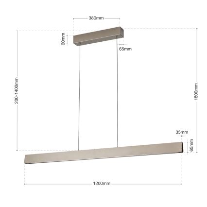 Світлодіодна підвісна люстра з регулюванням яскравості TARA LED/44W/230V 2700/3800/4500/5700K матовий хром