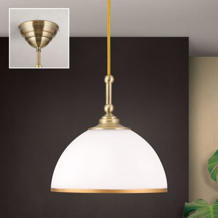 Підвісна люстра OLD LAMP 1xE27/40W/230V білий/латунь