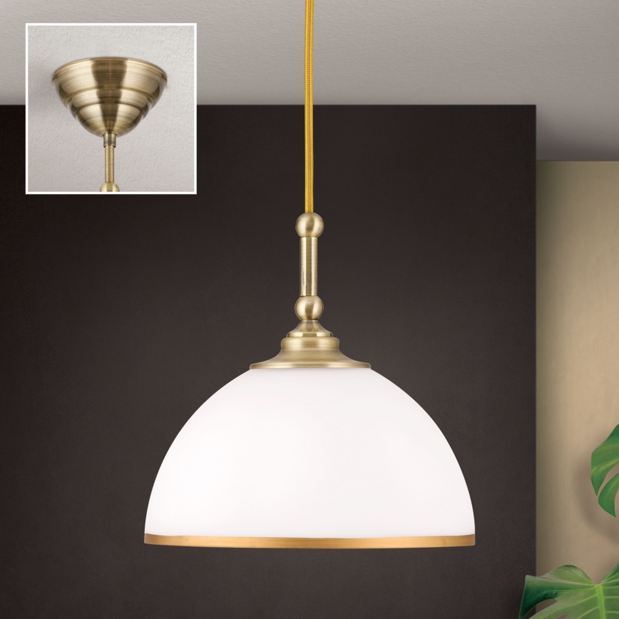 Підвісна люстра OLD LAMP 1xE27/40W/230V білий/латунь
