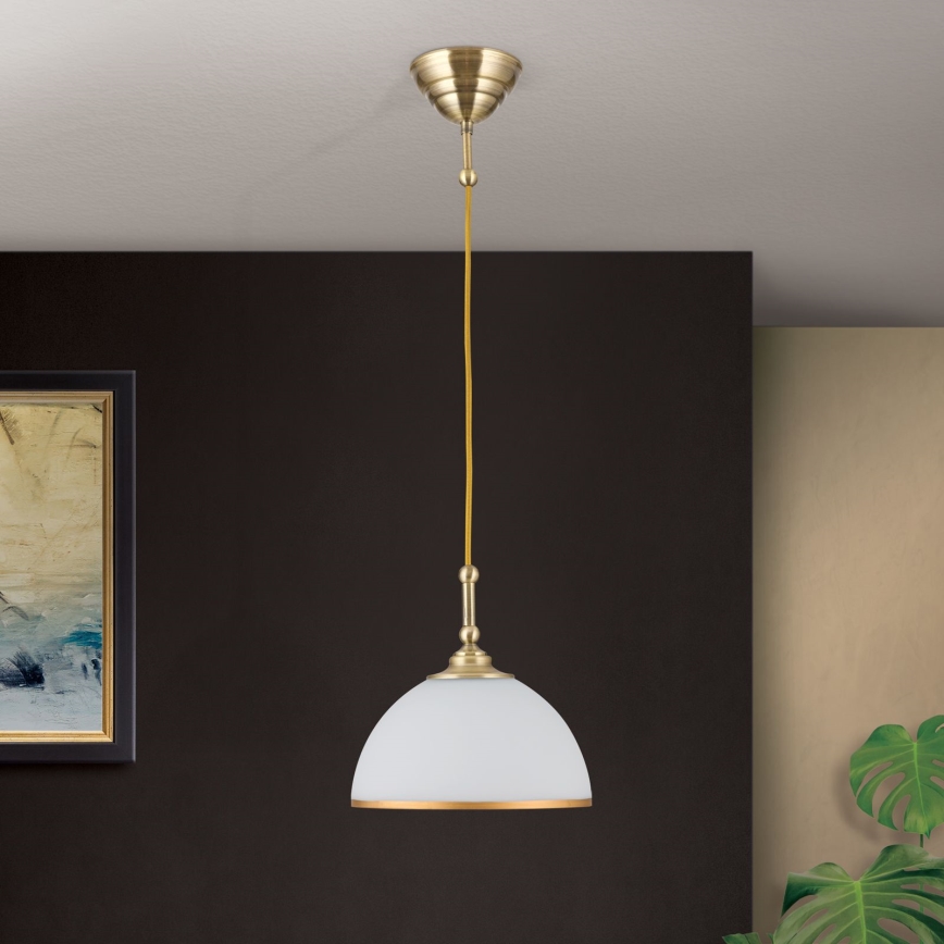 Підвісна люстра OLD LAMP 1xE27/40W/230V білий/латунь