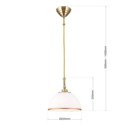 Підвісна люстра OLD LAMP 1xE27/40W/230V білий/латунь