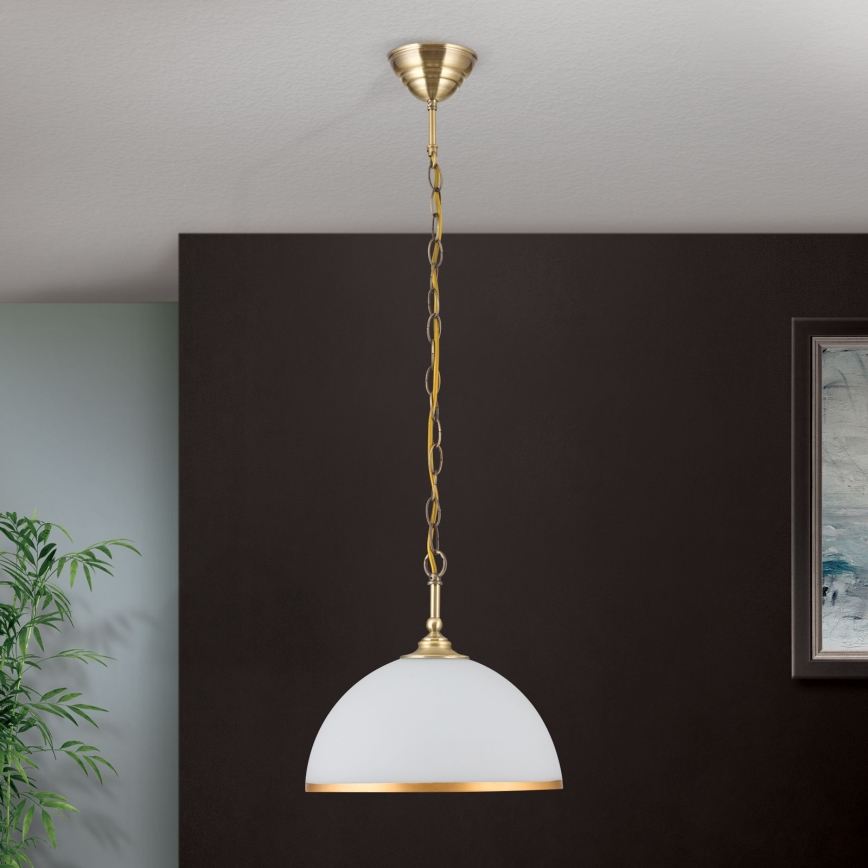 Люстра на цепи OLD LAMP 1xE27/40W/230V диаметр 30 см белый/латунь