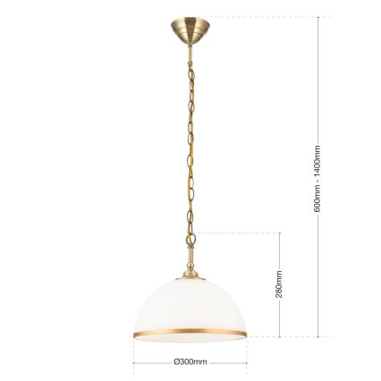 Люстра на цепи OLD LAMP 1xE27/40W/230V диаметр 30 см белый/латунь