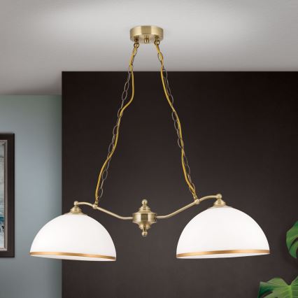 Люстра на цепи OLD LAMP 2xE27/40W/230V белый/латунь