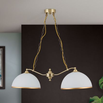 Люстра на цепи OLD LAMP 2xE27/40W/230V белый/латунь