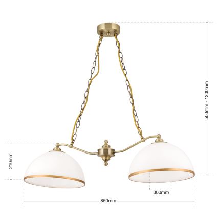 Люстра на цепи OLD LAMP 2xE27/40W/230V белый/латунь