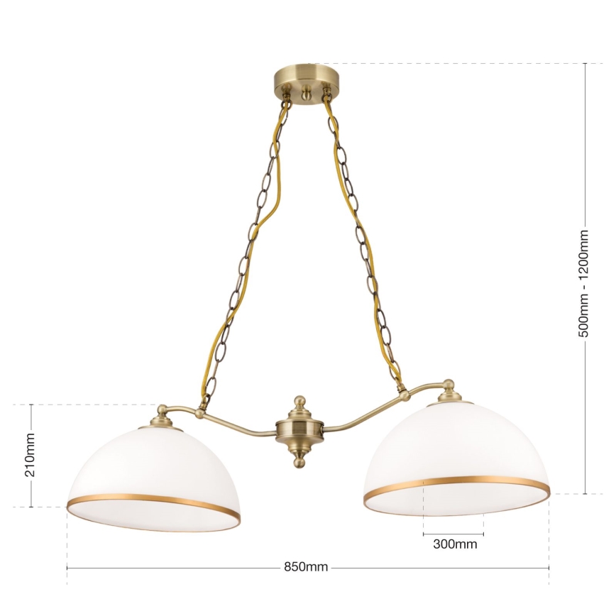 Люстра на цепи OLD LAMP 2xE27/40W/230V белый/латунь