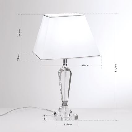 Кришталева настільна лампа VERONIQUE 1xE27/60W/230V білий/прозорий