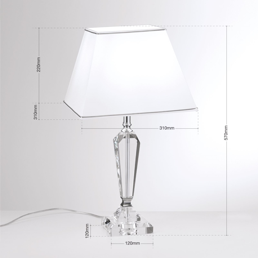 Кришталева настільна лампа VERONIQUE 1xE27/60W/230V білий/прозорий