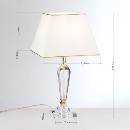 Кришталева настільна лампа VERONIQUE 1xE27/60W/230V кремовий/прозорий