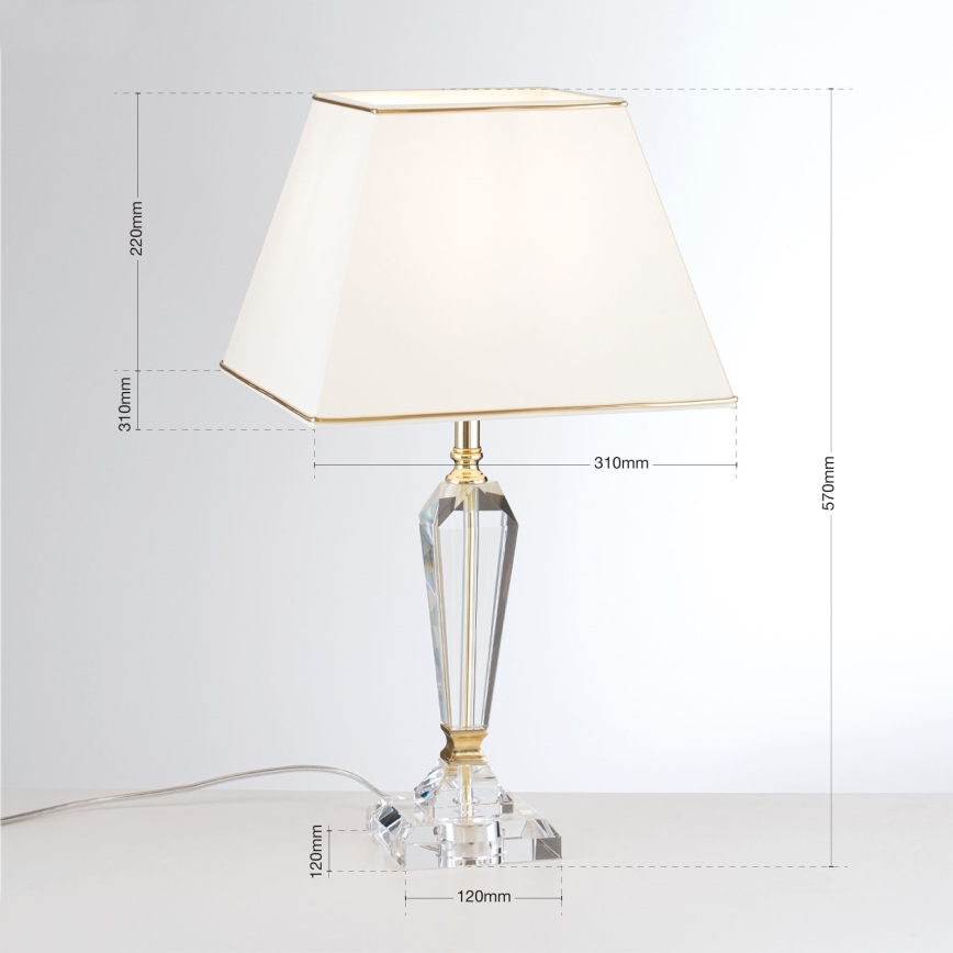 Кришталева настільна лампа VERONIQUE 1xE27/60W/230V кремовий/прозорий