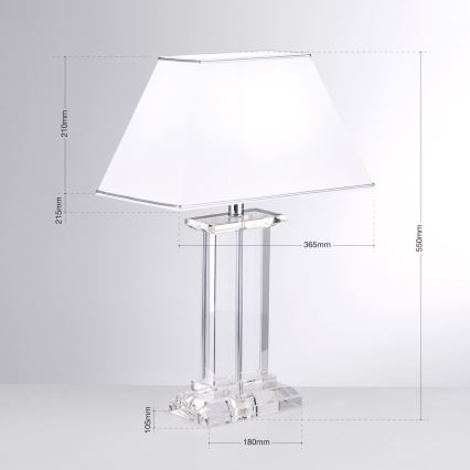 Кришталева настільна лампа VERONIQUE 1xE27/60W/230V білий/прозорий