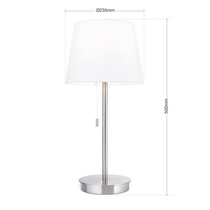 Настільна лампа з USB-портом LUDWIG 1xE27/40W/230V 50 см білий/матовий хром