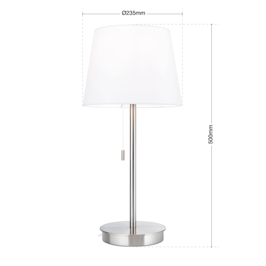 Настільна лампа з USB-портом LUDWIG 1xE27/40W/230V 50 см білий/матовий хром