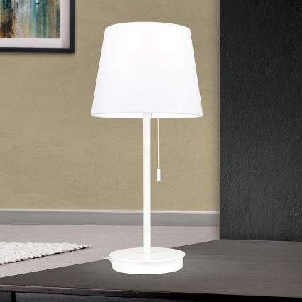Настільна лампа з USB-портом LUDWIG 1xE27/40W/230V 50 см білий