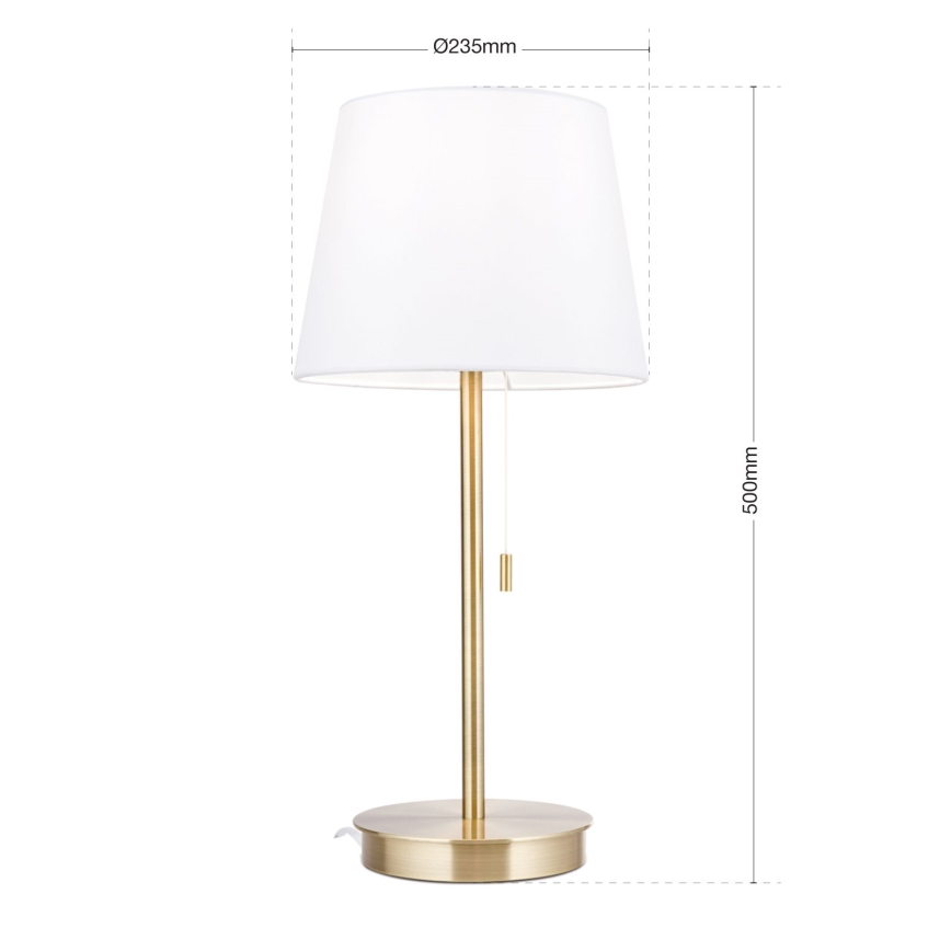 Настільна лампа з USB-портом LUDWIG 1xE27/40W/230V 50 см білий/золотий