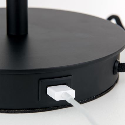 Настільна лампа з USB-портом LUDWIG 1xE27/40W/230V 50 см чорний