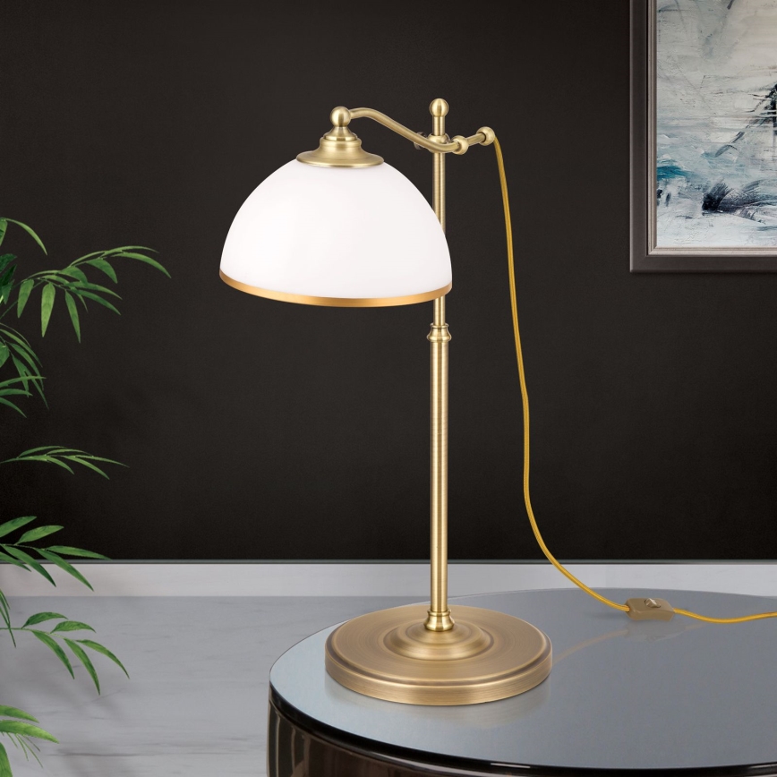 Настольная лампа OLD LAMP 1xE27/40W/230V 65 см белый/латунь