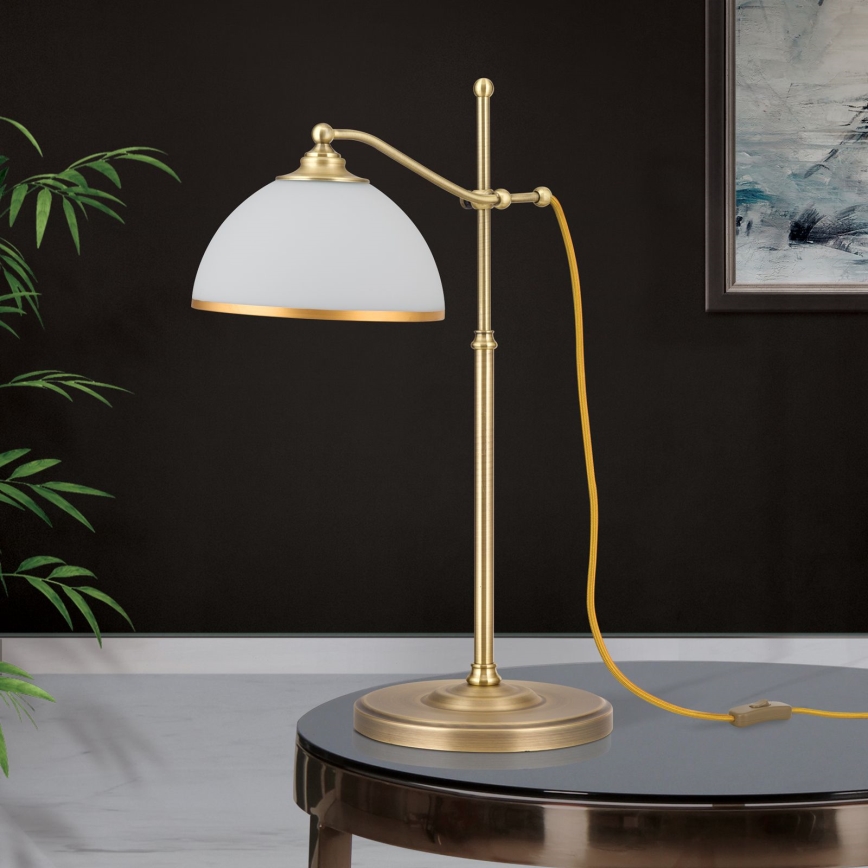 Настольная лампа OLD LAMP 1xE27/40W/230V 65 см белый/латунь